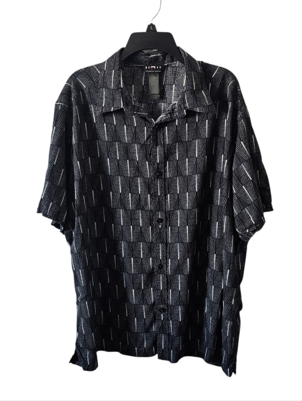 Axcess Claiborne Mens XXL Shirt Geometric Batik Camp Resort Short Sleeve Rayon